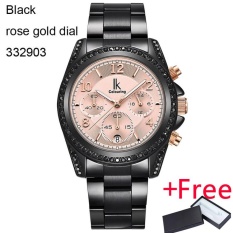 IK Vintage Gold Hollow Skeleton Watch Jam Tangan Mens Steel Case Genuine Leather Strap Automatic Mechanical Watch Jam Tangan Es Tahan Air Pemenang Gaya-Intl
