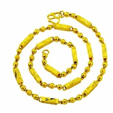 Meniru Benar atau Salah 24 KS untuk Piring Yang Hexangular Pilar Manik-manik Doa Buddha Daftar Rantai Pria Tebal dari kalung Emas Pasir Emas Anak Vietnam Hadiah Kepala Dekorasi-Intl