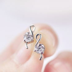 925 perak murni Mini elit Zirkon notasi musik Anting tindik wanita Jepang Korea Selatan minimalis manis anting-anting kecil Anti Alergi B4502