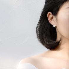 Indah S925 Bening Alami Air Tawar Mutiara Mini Elegan Anting Sterling Silver Anting