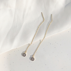 Indah S925 Retro Mata Rumbai Anting Mutiara Rantai Sterling Perak Anting