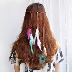 India Cantik Feather Headband Bulang Headpieces Kalung Belt-Intl