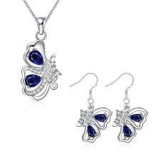 India Gold Leaf Online Zircon Women Romantis Pesta Anting Kalung Kalung Tembaga/Anting-Anting Emas Disepuh Serangga-Intl