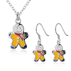 Perhiasan India Online Women Pesta Trendi Tembaga Kalung/Anting Kalung Anting Tanaman SILVER DISEPUH Kuning-Intl