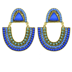 Perhiasan India Bohemian Style Colorful Beads Gantungan Anting Stud-Intl