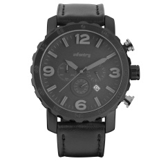 Infantry Mens Miyota Flyback Kronograf Tanggal Army Militer Kulit Hitam