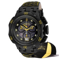 Invicta JT Pria 51 Mm Case Hitam, Kuning Tali Kulit Hitam Panggil Jam KUARSA 17184 & Topi Bisbol-Intl