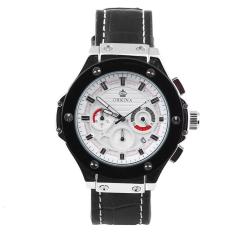 Iooiopo 2015 ORKINA Deluxe QUARTZ Watch Gerakan Gaya Kulit PU Tanggal Pria QUARTZ Watch (Putih)