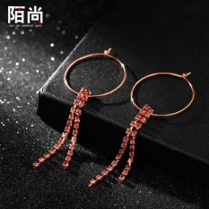 Ini Sederhana untuk Semua Kegiatan Jalanan Korea Wanita 18 K Mawar Gold Berlapis Anting Anting-Anting Perhiasan Wanita Panjang Uang Kemenangan -Internasional