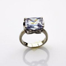Jade Angel Women Jewelry Created 9x11mm Lavender Aemthyst Cubic Zirconia Silver Ring - intl