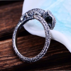 Jade Malaikat Wanita Bunglon Retro Thai Sterling Perak Ring-Intl