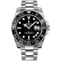 Jam Rolex GMT Master-II Silver Black Dial Automatic Men's Watch
