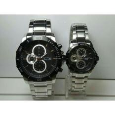 Jam Tangan Alexandre Christie AC 6473 Couple Chronograph Silver Black