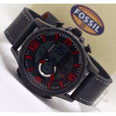 Jam tangan casual pria - tanggal aktif - alarm aktif - dual time - lampu - tali kulit - F..0..S..I..L
