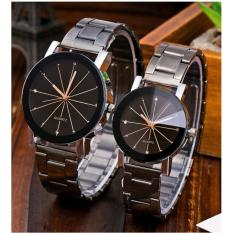 Jam Tangan Couple (HARGA SEPASANG) SNOW STEEL Pasangan Hitam Rantai Stainless Steel Strap
