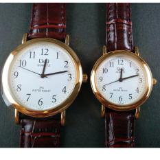 Jam Tangan Couple Q&Q QnQ QQ C150J C151J Coklat Original Bergaransi