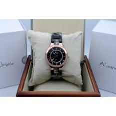JAM TANGAN FORMAL SPORT ALEXANDRE CHRISTIE ORIGINAL WANITA CEWEK PEREMPUAN ALEXANDRE CHRISTIE ORIGINAL RANTAI STAILESS STEEL KOMBINASI PERMATA DIAMOND MODEL TERBARU TERLARIS TERMURAH ALEXANDRE CHRISTIE AC 2681 ORIGINAL HITAM BLACK ROSE GOLD MURAH