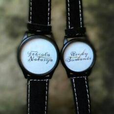 Jam Tangan Kulit Hitam Couple Custom Bisa Pakai Nama/Tanggal/Foto - Hp6qbf