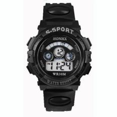 Jam Tangan Laki-Laki Yang Memimpin Kuarsa Digital Alarm Jam Tangan Olahraga Terkini Hitam