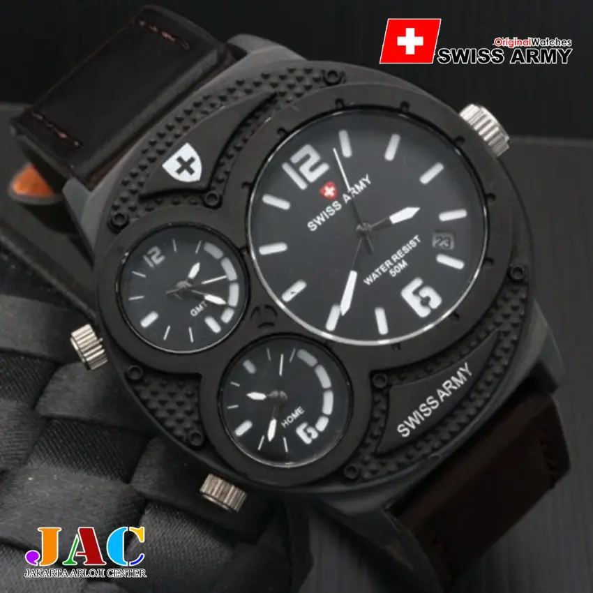 Harga jam tangan original swiss army triple time tiga waktu jam tangan pria jam modis dan