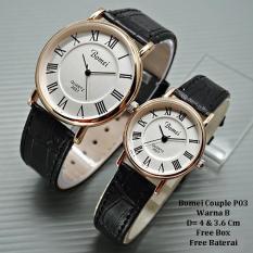 Jam Tangan Pasangan / Couple Murah Bomei Ceroza Black Ring Gold Color