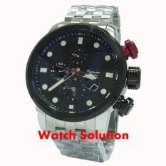 Jam tangan Pria Alexandre Christie original AC Sport chronograph rantai silver Black