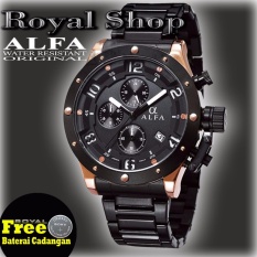 Jam Tangan Pria - Alfa Original - Af33030RS - Crono Aktif - Strap Stainless Steel