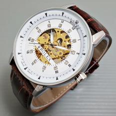 Jam Tangan Pria AUTOMATIC Ro lex Skeleton Omega Leather