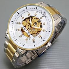 Jam Tangan Pria AUTOMATIC Ro lex Skeleton Omega Leather