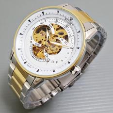 Jam Tangan Pria automatic Skeleton Alfa Rantai Silver