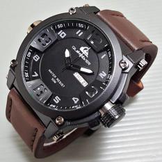 Jam Tangan Pria / Cowok Quiksilver Number Daydate Leather Dark Brow