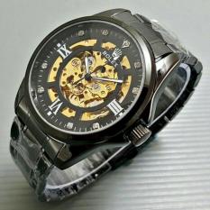 Jam Tangan Pria Rolex Skeleton Transparan Full Black Romawi - Egthtr