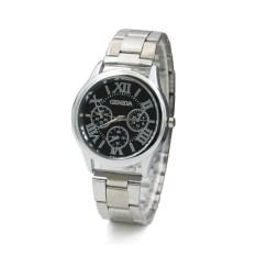 GENEVA Jam Tangan Pria ROMAWI STEEL Stainless Steel Korea Fashion Mens Watch Cowo Analog Watches