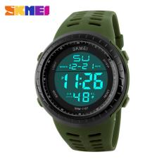 SKMEI Army Hijau - Jam Tangan Pria - Tali Karet - Army 1167 Green Edition + Free Box Jam Tangan Flash