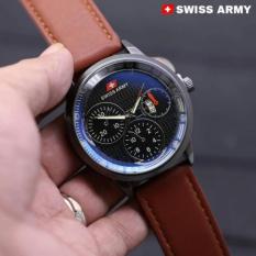 Jam Tangan Pria Swiss Army GARINO-SW2697 HA-Strap Kulit Ter Baru Produk ini berbeda dengan brand SWISS ARMY - VICTORINOX Petunjuk jam, tanggal & hari Baterai Quartz Tahan air 50 meter DIA METER 4,6 MM