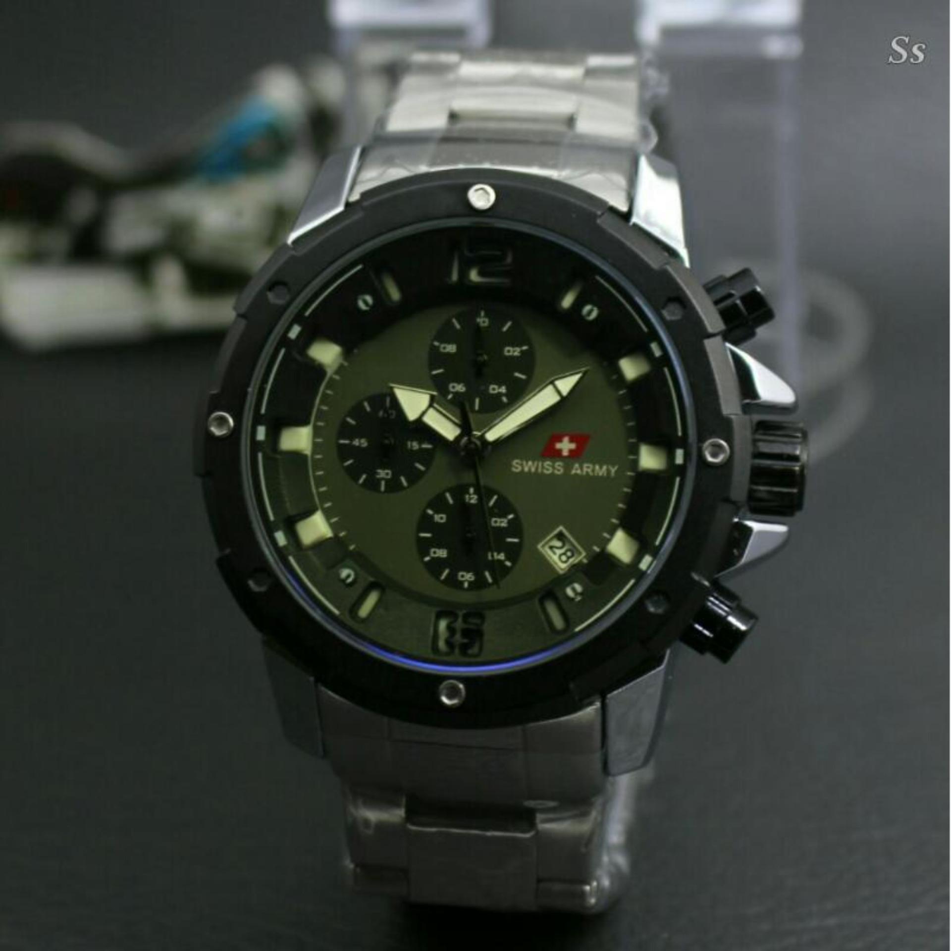Swiss Army Sa jj Jam Tangan Pria Kulit Crono Aktif Daftar Jam Tangan Pria Terbaru Swiss Army SA6677 Body Stainless steel Casual & Formal
