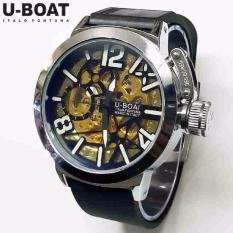 Jam Tangan Pria U-Boat Skeleton UB1 Rubber Black White Automatic