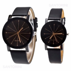 Jam Tangan Quartz 1 Pair Pria dan Wanita Strap Kulit PU Men Women Stainless Steel Leather Couple Watch