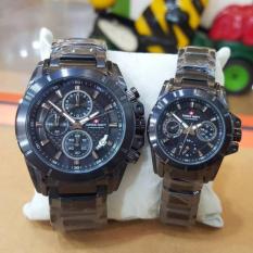 Jam Tangan Sport Couple Formal Fashion Kasual Original Swiss Navy Pria Wanta Model Terbaru Termurah Terlaris 2017 Kekinian Simple Keren Elegan Analog Rantai Sstainless Steel Swiss Navy SN8308 (Black)