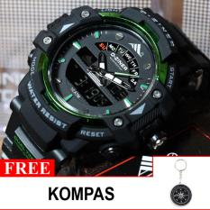 Jam Tangan Sport D-ZINER Original DZ-8129 Dualtime-Hari-Tanggal (Black Series) + free 1x Kompas