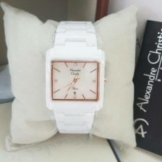 Jam Tangan Sport Formal Fashion Kasual Alexandre Christie Original Keramik Cewek Wanita Perempuan Model Terbaru Murah Keren Elegan Analog Tanggal Aktif Alexandre Christie AC2613 Keramik White