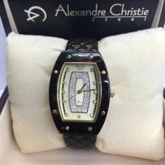 Jam Tangan Sport Formal Fashion Kasual Alexandre Christie Original Wanita Cewek Perempuan Alexandre Christie Model Terbaru Termurah Terlaris Keren Elegan Simple Analog Kulit Leather Alexandre Christie AC 2638 Original Hitam Plat Putih Murah