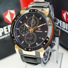 Jam Tangan Sport Formal Fashion Kasual Crono Rantai Pria Cowok Laki Laki Model Terbaru Murah Keren Elegan Analog Tanggal Aktif Rantai Stainless Steel Expedition E6385 (Black Rose Gold)