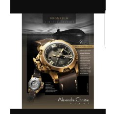 Jam Tangan Sport Formal Fashion Kasual Pria Cowok Model Terbaru Murah Keren Elegan Analog Crono Aktif tali kulit outometic limited edision Stainless Steel Alexandre Christie AC6339 coklat