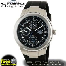 Jam Tangan Sport Pria - Casio Edifice EF-305-1AVUDF Water Resistant 100M - Black Dial - Black Rubber Strap