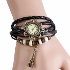 Jam Tangan Wanita Fashion Leather Strap Lilit Gelang - Hitam