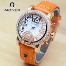 Jam tangan wanita - Model Trendy - Harga Terjangkau -Tanggal Aktif- Casual - Leather strap - Ring Gold