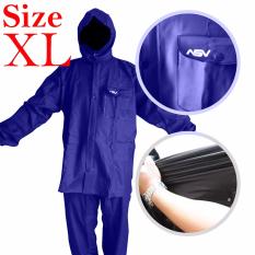 Jas Hujan ASV Versi 1 Kualitas No.1 Karet PVC Full Rubber Tebal Sistem Press Original Waterproof Raincoat ASV - Biru Tua Ukuran XL