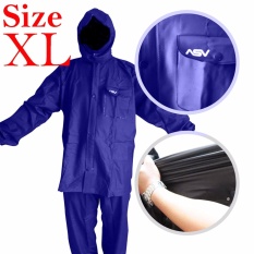 Jas Hujan ASV Versi 1 Kualitas No.1 Karet PVC Full Rubber Tebal Sistem Press Original Waterproof Raincoat ASV - Biru Tua Ukuran XL puzzisyukur