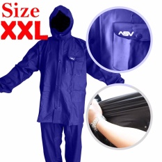 Jas Hujan ASV Versi 1 Kualitas No.1 Karet PVC Full Rubber Tebal Sistem Press Original Waterproof Raincoat ASV - Biru Tua Ukuran XXL puzzisyukur